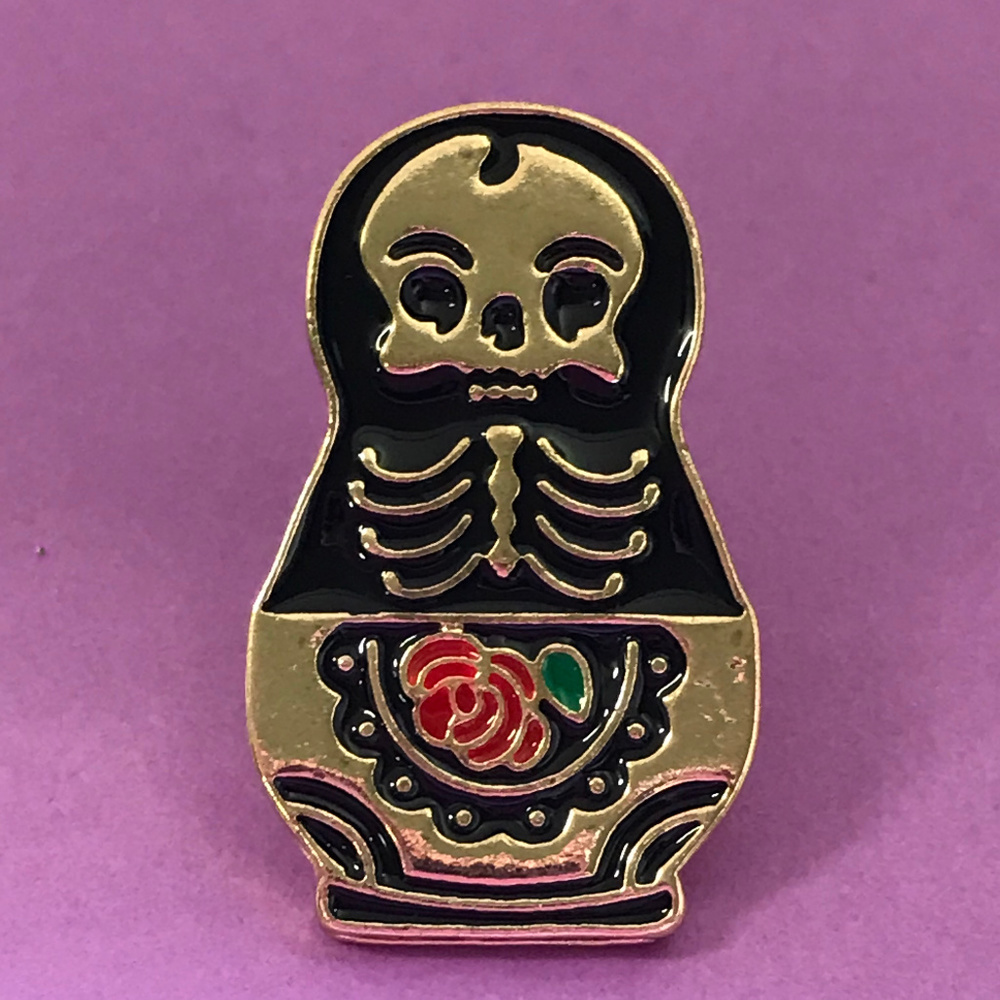 Matryoshka Skeleton  Doll Enamel Pin